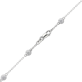 Finished Diamond by the Yard Cable Chain Anklet in 14K White Gold with Lab Grown Diamonds