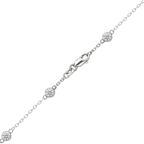 Finished Diamond by the Yard Cable Chain Anklet in 14K White Gold with Lab Grown Diamonds