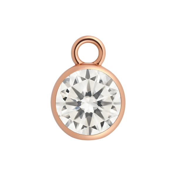 Diamond or Gemstone Bezel Drop Charm in 14K Rose Gold