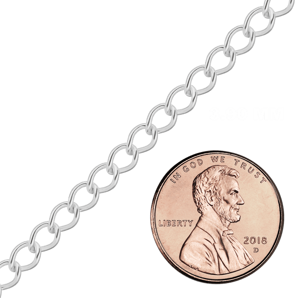 Bulk / Spooled Light Curb Chain in Sterling Silver (2.90 mm - 3.90 mm)