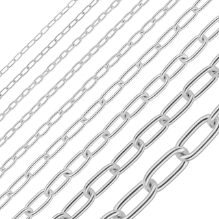 Bulk / Spooled Light Elongated Cable Chain in Sterling Silver (1.40 mm - 6.20 mm)