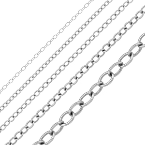Bulk / Spooled Light Round Cable Chain in 14K White Gold (1.00 mm - 4.60 mm)