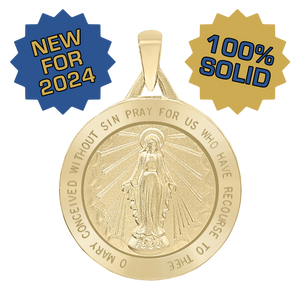 14K Gold Round Miraculous Medallion (1/2 inch - 1 1/4 inch)