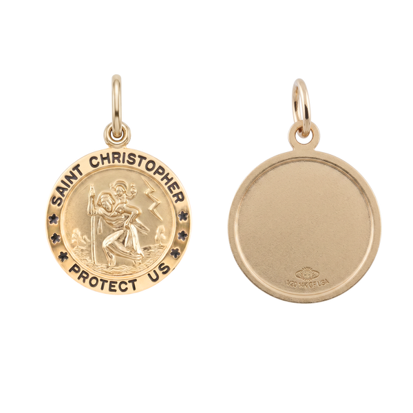 Gold-Filled Round Saint Christopher Medallion (5/8 inch - 1 inch)