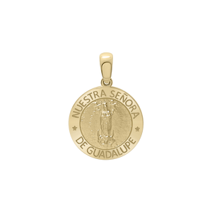 14K Gold Round Nuestra Señora de Guadalupe Medallion (5/8 inch - 1 inch)