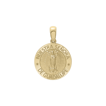 Load image into Gallery viewer, 14K Gold Round Nuestra Señora de Guadalupe Medallion (5/8 inch - 1 inch)
