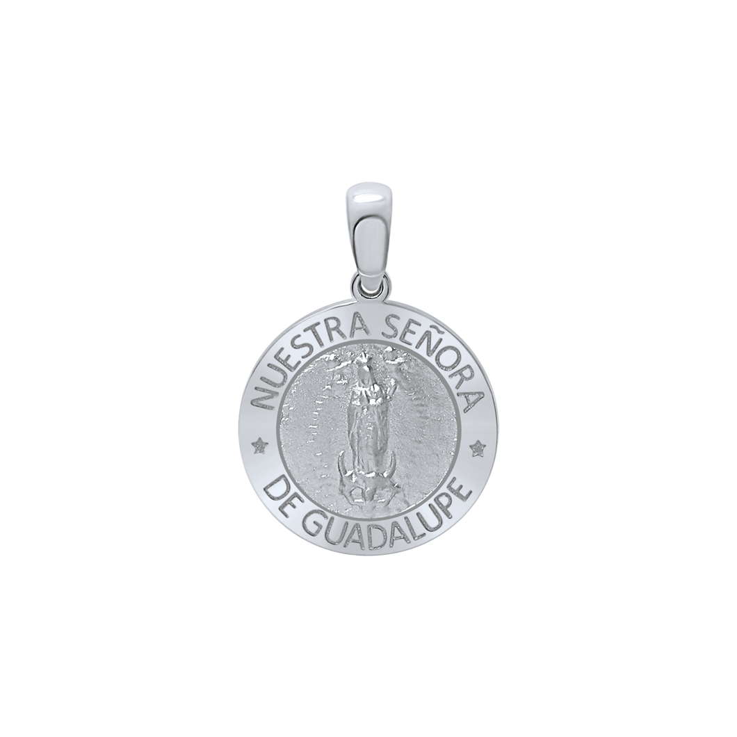 Sterling Silver Round Nuestra Señora de Guadalupe Medallion (5/8 inch - 1 inch)