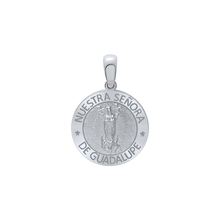 Load image into Gallery viewer, Sterling Silver Round Nuestra Señora de Guadalupe Medallion (5/8 inch - 1 inch)
