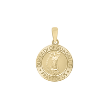 Load image into Gallery viewer, 14K Gold Round Our Lady of Guadalupe Medallion (5/8 inch - 1 inch)
