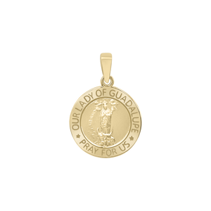 14K Gold Round Our Lady of Guadalupe Medallion (5/8 inch - 1 inch)