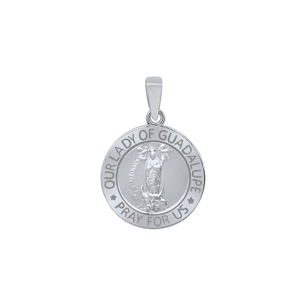 Sterling Silver Round Our Lady of Guadalupe Medallion (5/8 inch - 1 inch)