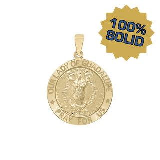 14K Gold Round Our Lady of Guadalupe Medallion (3/4 inch)