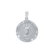 Load image into Gallery viewer, Sterling Silver Round Our Lady of Guadalupe Medallion (5/8 inch - 1 inch)
