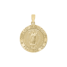 Load image into Gallery viewer, 14K Gold Round Our Lady of Guadalupe Medallion (5/8 inch - 1 inch)
