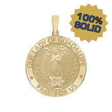 Load image into Gallery viewer, 14K Gold Round Our Lady of Guadalupe Medallion (5/8 inch - 1 inch)
