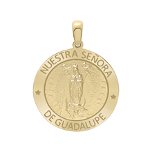 Load image into Gallery viewer, 14K Gold Round Nuestra Señora de Guadalupe Medallion (5/8 inch - 1 inch)
