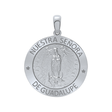 Load image into Gallery viewer, Sterling Silver Round Nuestra Señora de Guadalupe Medallion (5/8 inch - 1 inch)
