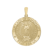 Load image into Gallery viewer, 14K Gold Round Our Lady of Guadalupe Medallion (5/8 inch - 1 inch)
