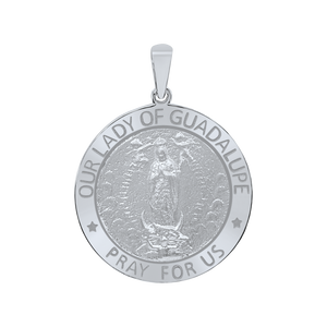 Sterling Silver Round Our Lady of Guadalupe Medallion (5/8 inch - 1 inch)