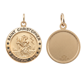 Gold-Filled Round Saint Christopher Medallion (5/8 inch - 1 inch)