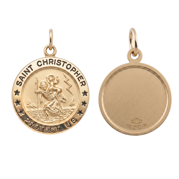 Gold-Filled Round Saint Christopher Medallion (5/8 inch - 1 inch)