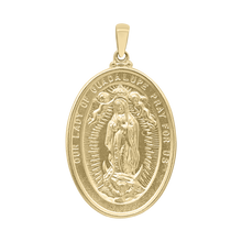 Load image into Gallery viewer, 14K Gold Oval Our Lady of Guadalupe Medallion (1 3/8 inch)
