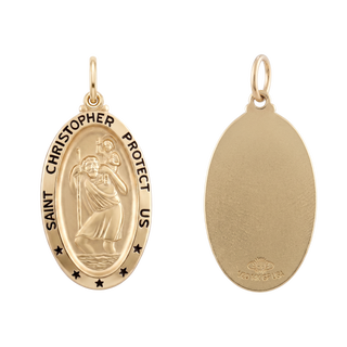 Gold-Filled Oval Saint Christopher Medallion (5/8 inch - 1 inch)