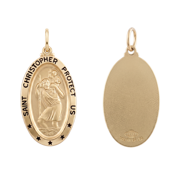 Gold-Filled Oval Saint Christopher Medallion (5/8 inch - 1 inch)