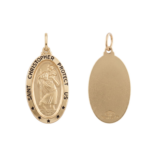 Gold-Filled Oval Saint Christopher Medallion (5/8 inch - 1 inch)
