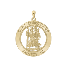 Load image into Gallery viewer, 14K Gold Round Saint Christopher Medallion (1 1/4 inch - 1 1/2 inch)
