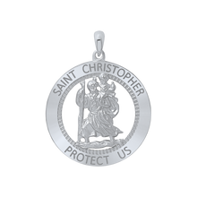 Load image into Gallery viewer, Sterling Silver Round Saint Christopher Medallion (1 1/4 inch - 1 1/2 inch)
