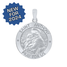 Load image into Gallery viewer, Sterling Silver Round Saint Anthony Medallion (5/8 inch - 1 inch)
