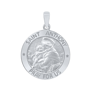 Sterling Silver Round Saint Anthony Medallion (5/8 inch - 1 inch)