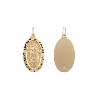 Gold-Filled Oval Saint Christopher Medallion (5/8 inch - 1 inch)