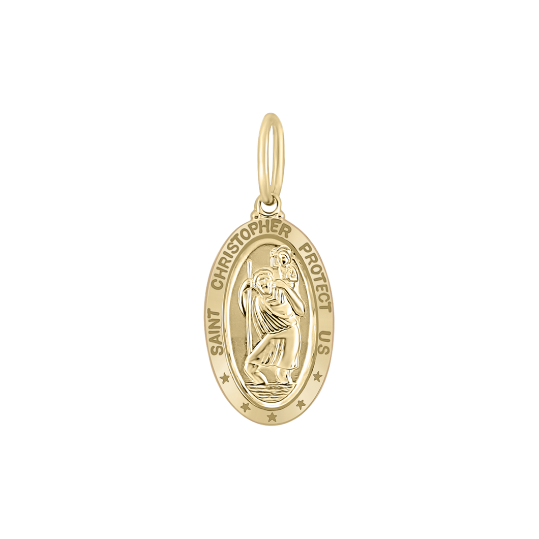 Gold-Filled Oval Saint Christopher Medallion (5/8 inch - 1 inch)