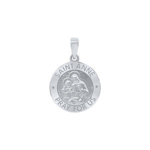 Sterling Silver Round Saint Anne Medallion (5/8 inch - 1 inch)