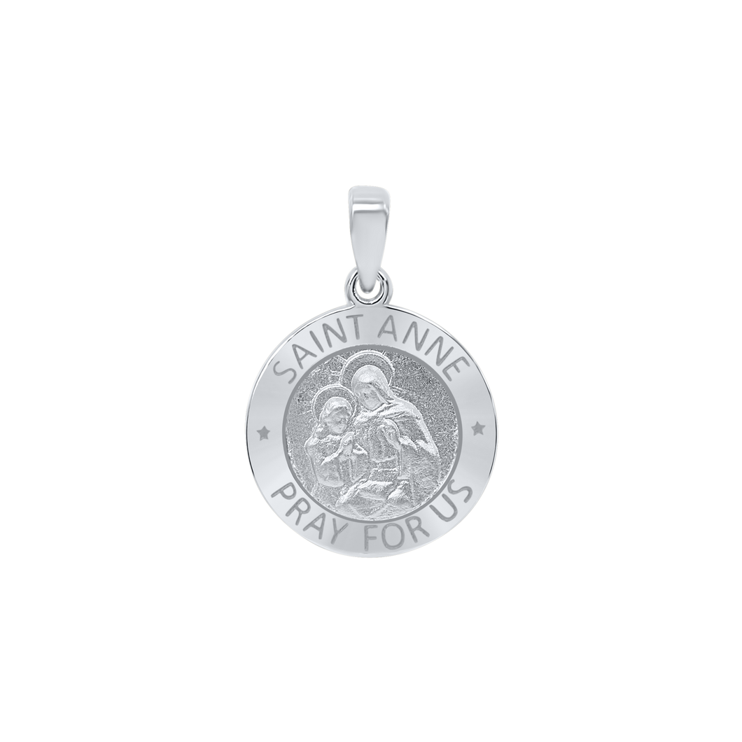 Sterling Silver Round Saint Anne Medallion (5/8 inch - 1 inch)