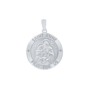 Sterling Silver Round Saint Anne Medallion (5/8 inch - 1 inch)