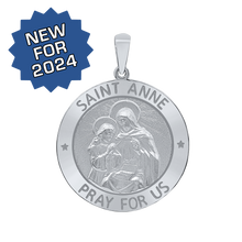 Load image into Gallery viewer, Sterling Silver Round Saint Anne Medallion (5/8 inch - 1 inch)
