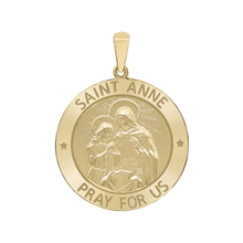 Load image into Gallery viewer, 14K Gold Round Saint Anne Medallion (5/8 inch - 1 inch)
