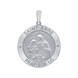 Sterling Silver Round Saint Anne Medallion (5/8 inch - 1 inch)
