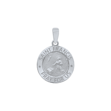 Load image into Gallery viewer, Sterling Silver Round Saint Francis Medallion (5/8 inch - 1 inch)
