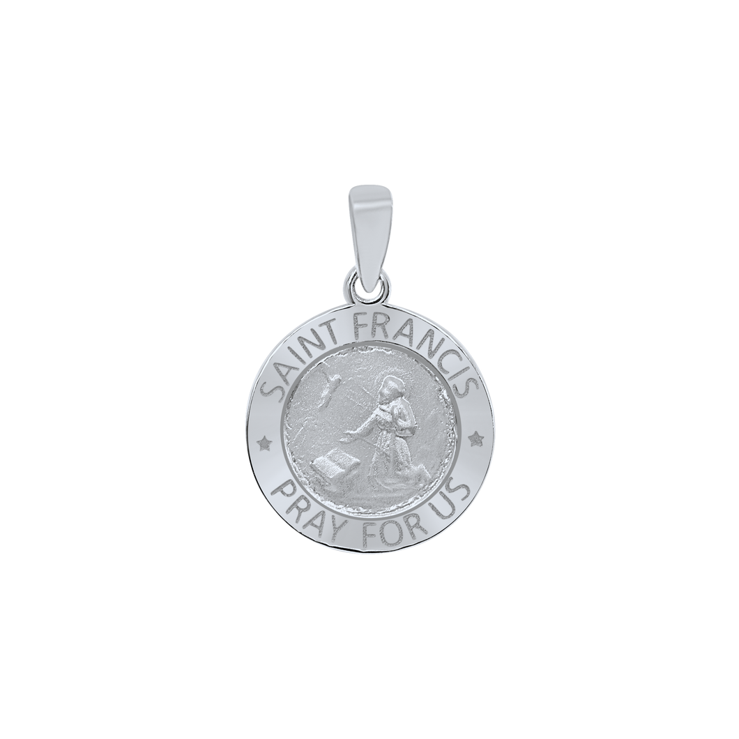 Sterling Silver Round Saint Francis Medallion (5/8 inch - 1 inch)
