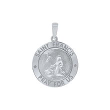 Load image into Gallery viewer, Sterling Silver Round Saint Francis Medallion (5/8 inch - 1 inch)
