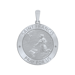 Sterling Silver Round Saint Francis Medallion (5/8 inch - 1 inch)