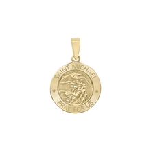 Load image into Gallery viewer, 14K Gold Round Saint Michael Medallion (5/8 inch - 1 inch)
