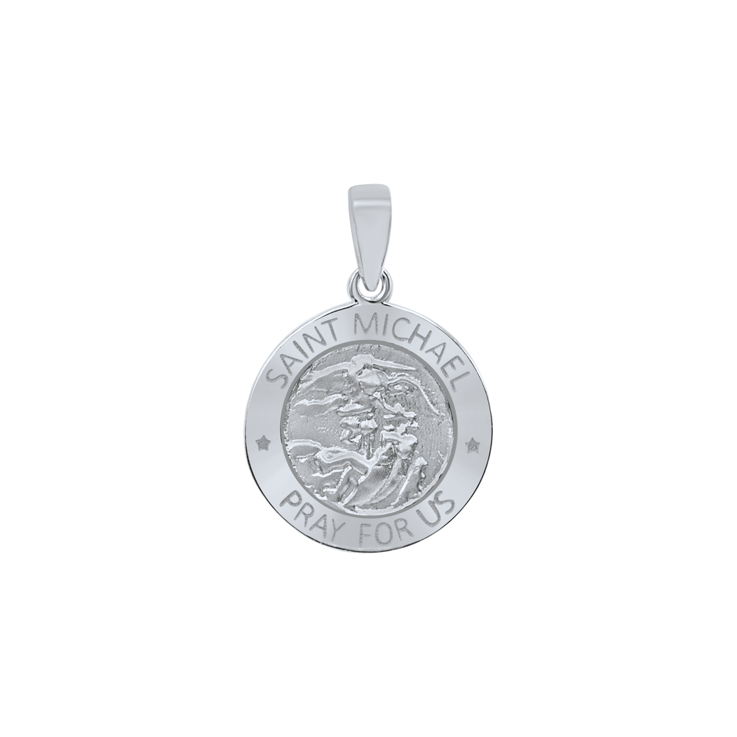 Sterling Silver Round Saint Michael Medallion (5/8 inch - 1 inch)