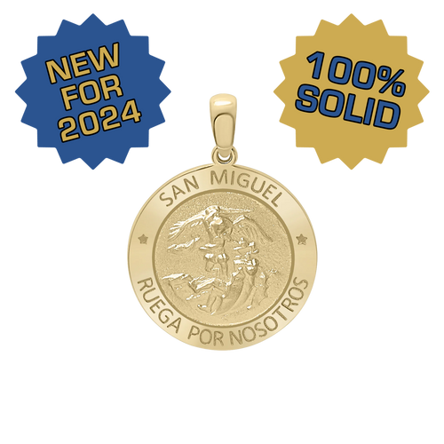 14K Gold Round San Miguel Medallion (3/4 inch)