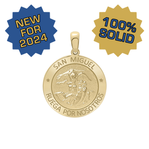 14K Gold Round San Miguel Medallion (3/4 inch)