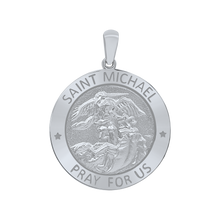 Load image into Gallery viewer, Sterling Silver Round Saint Michael Medallion (5/8 inch - 1 inch)

